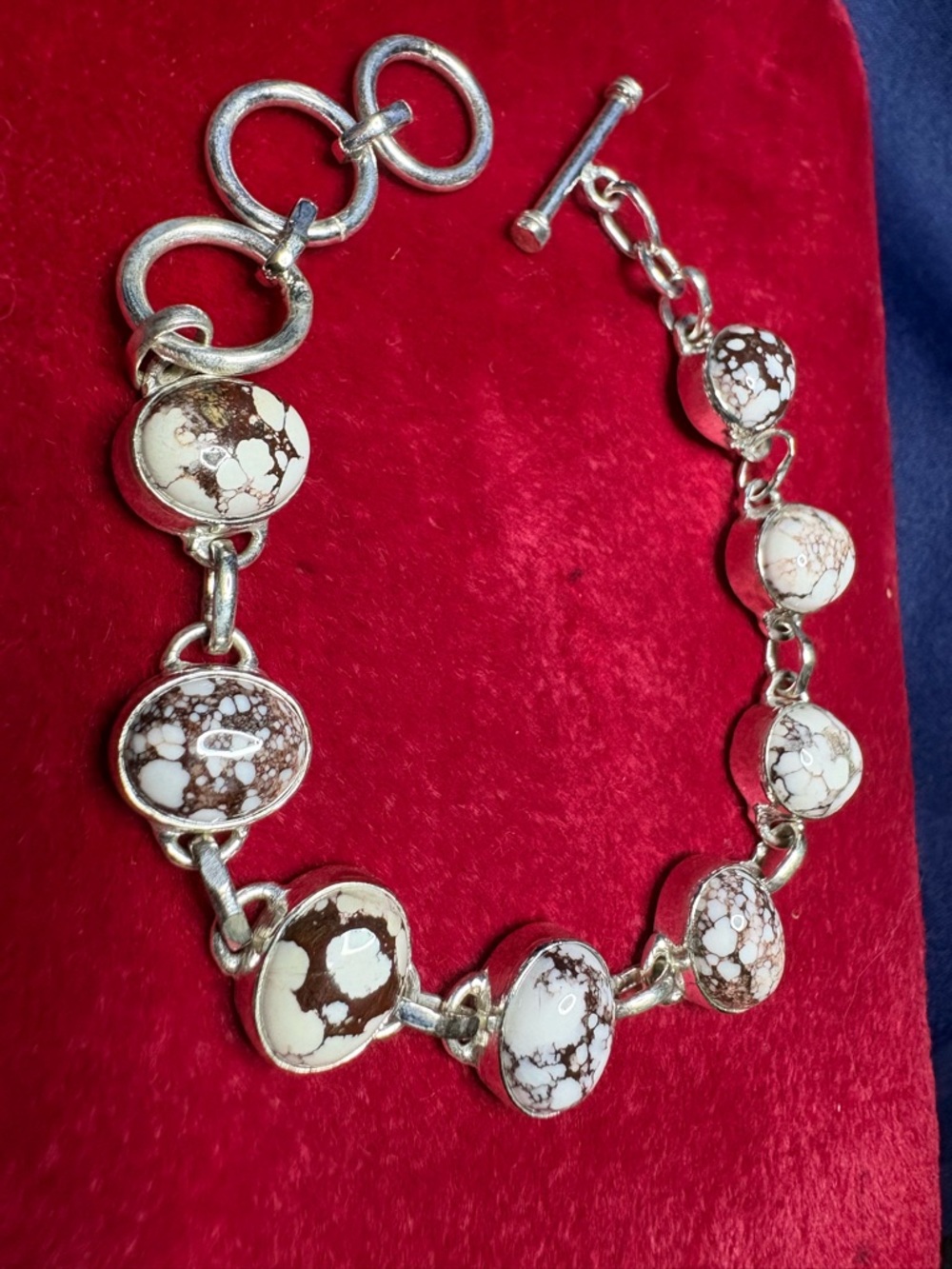 Bracelet Wild Horse Turquoise 925 Sterling Silver Link Toggle Clasp
